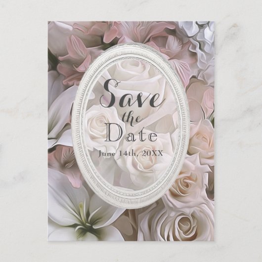 Shabby Chic Roos Floral Elegant Save the Date Aankondigingskaart (Voorkant)