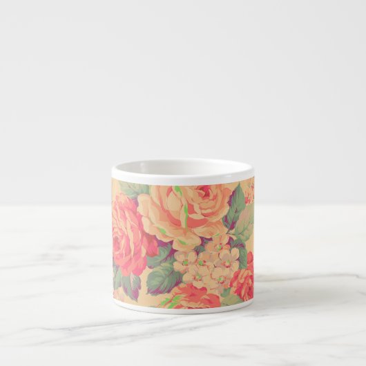 Shabby Chic Roos Floral Espresso Kop (Voorkant)