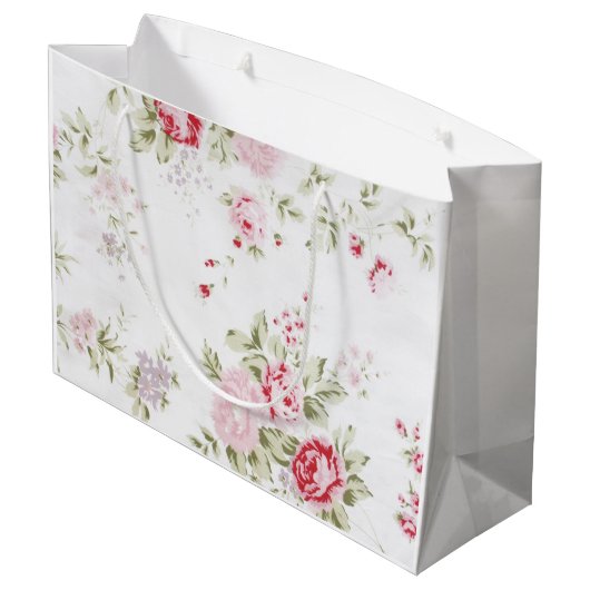 Shabby Chic Roos Floral Groot Cadeauzakje (Achterkant Gekanteld)