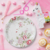 Shabby Chic Roos Floral Papieren Bordje (Feest)