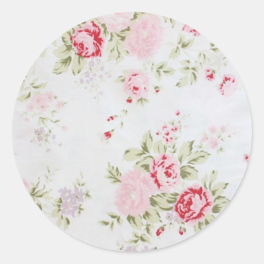 Shabby Chic Roos Floral Ronde Sticker (Voorkant)