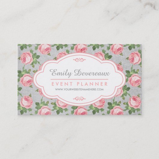 Shabby & Chic Roos Floral Visitekaartje (Voorkant)