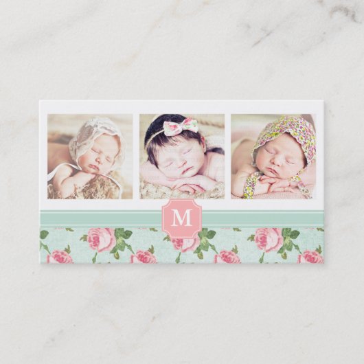 Shabby & Chic Roos Floral Visitekaartje (Voorkant)