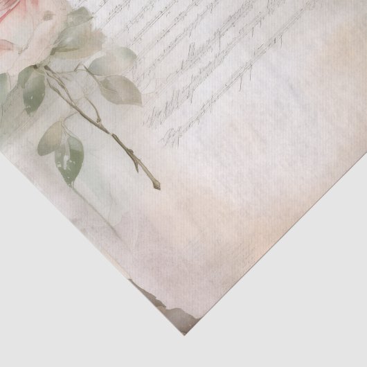 Shabby Chic Roos Frans script Tissuepapier (Detail)