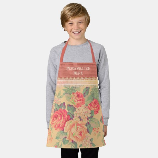 Shabby Chic Roos Gepersonaliseerd Schort (Gedragen)