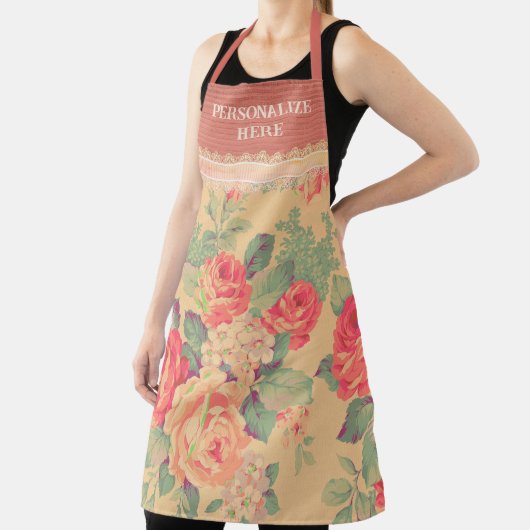 Shabby Chic  Roos Gepersonaliseerd Schort (Insitu)