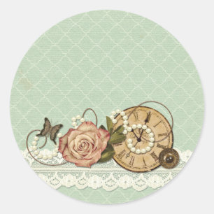 Shabby Chic Roos & Rustic  Jewelry Boutique Ronde Sticker