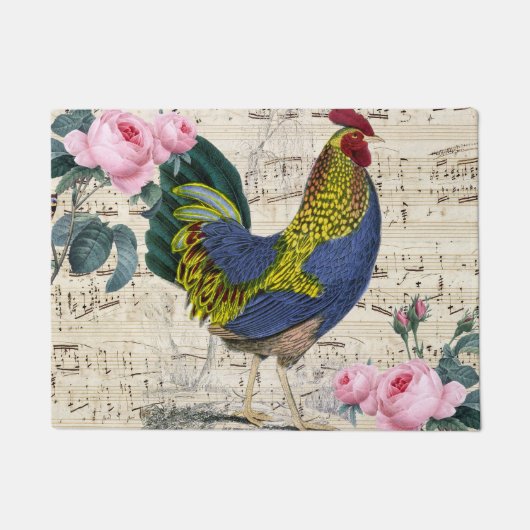 Shabby Chic Rooster Deurmat (Voorkant)