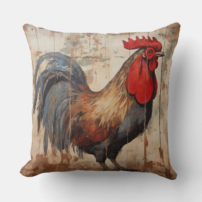 Shabby Chic Rooster Kussen (Voorkant)
