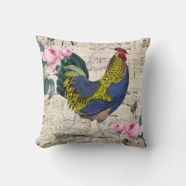 Shabby Chic Rooster Kussen (Voorkant)