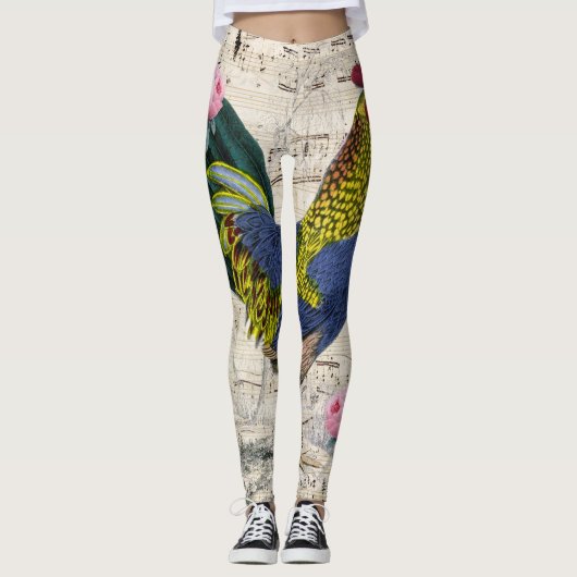 Shabby Chic Rooster Leggings (Voorkant)