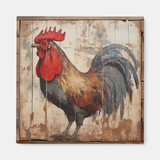 Shabby Chic Rooster Magneet (Voorkant)