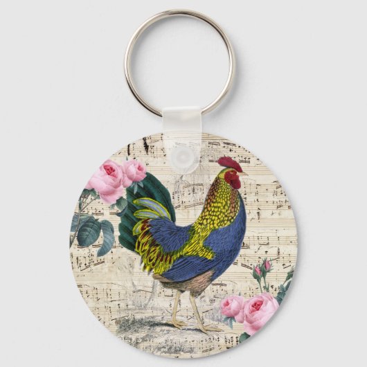 Shabby Chic Rooster Sleutelhanger (Voorkant)