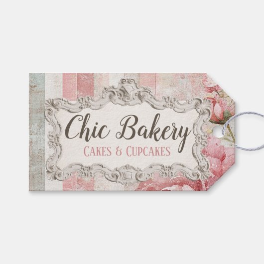 Shabby Chic Roze Bakkerij Cottage  Hang Label Cadeaulabel (Voorkant (Horizontaal))