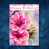  Shabby Chic Roze Bloemen Bloemen Verjaardag Kaart