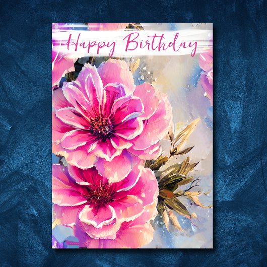  Shabby Chic Roze Bloemen Bloemen Verjaardag Kaart