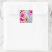  Shabby Chic Roze Bloemen Bloemen Vierkante Sticker (Tas)