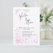 Shabby Chic Roze Bloemen bruiloft uitnodiging (Staand voorkant)