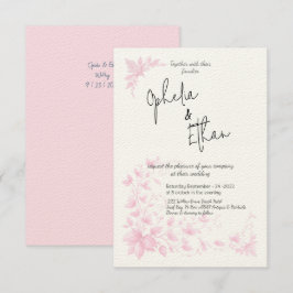 Shabby Chic Roze Bloemen bruiloft uitnodiging