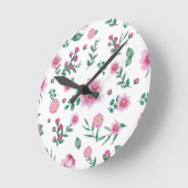  Shabby Chic Roze Bloemen Illustratie Ronde Klok (Hoek)