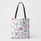 Shabby Chic Roze Bloemen Illustratie Tote Bag (Voorkant)