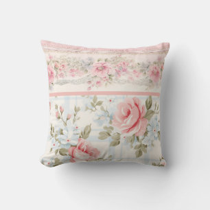 Shabby chic roze bloemenpatroon kussen