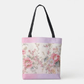 Shabby chic roze bloemenpatroon tote bag (Achterkant)