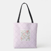 shabby chic roze bloemmotief tote bag (Achterkant)