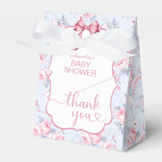 Shabby Chic Roze Bow Baby shower Dank je Bedankdoosjes (Voorkant Zijde)
