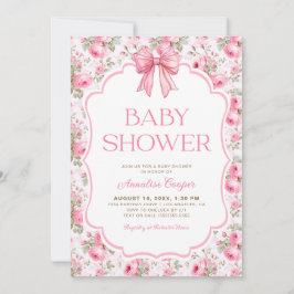 Shabby Chic Roze Bow Baby shower Kaart
