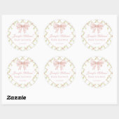 Shabby Chic Roze Bow Bloemen Baby Meisje Douche Ronde Sticker (Vel)