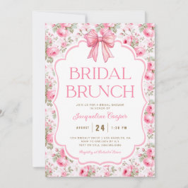 Shabby Chic Roze Bow Bridal Brunch Kaart
