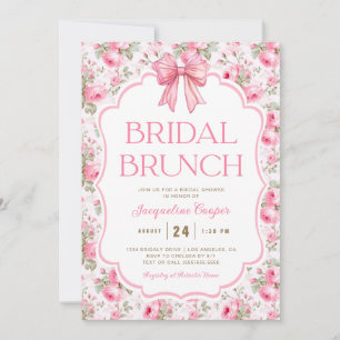 Shabby Chic Roze Bow Bridal Brunch Kaart