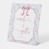 Shabby Chic Roze Bow Kaarten Gifts Vrijgezellenfee Reclamebord Met Voetstuk (Voorkant)