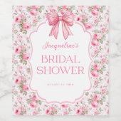 Shabby Chic Roze Bow Vrijgezellenfeest Wijn Etiket (Enkel label)