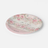  shabby chic roze bruiloft papieren bordje (Gekanteld)