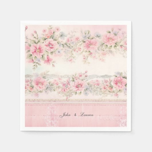  shabby chic roze bruiloft servet (Voorkant)
