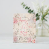 shabby chic roze bruiloft uitnodiging (Staand voorkant)