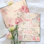  shabby chic roze bruiloft uitnodiging