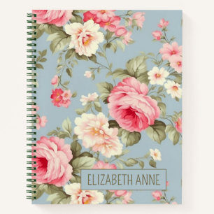 Shabby Chic Roze en Blue Cottage Rozen en Bloem Notitieboek