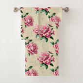 Shabby Chic Roze Gardenia's Bad Handdoek (Insitu)