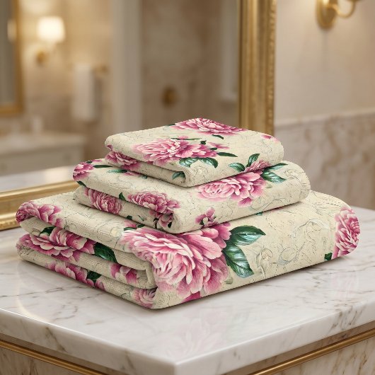 Shabby Chic Roze Gardenia's Bad Handdoek