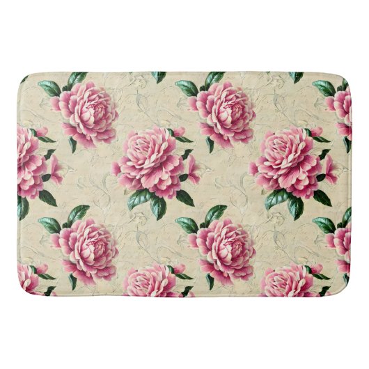 Shabby Chic Roze Gardenia's Badmat (Voorkant)