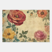 Shabby Chic Roze Geel  Antiek Bloemen Inpakpapier Vel (Voorkant 3)