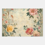 Shabby Chic Roze Geel  Antiek Bloemen Inpakpapier Vel (Voorkant 2)