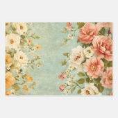 Shabby Chic Roze Geel  Antiek Bloemen Inpakpapier Vel (Voorkant)