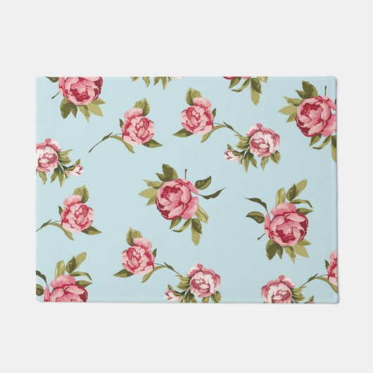 Shabby Chic - roze, gele of blauwe achtergrond Deurmat (Voorkant)