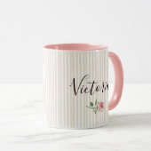 Shabby chic roze gepersonaliseerde floral  mok (Voorkant rechts)