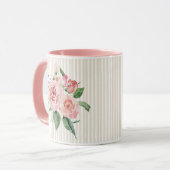 Shabby chic roze gepersonaliseerde floral  mok (Voorkant links)