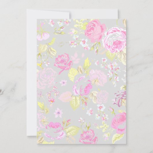 Shabby Chic, Roze & Grijze Huwelijksuitnodigingen Kaart (Achterkant)